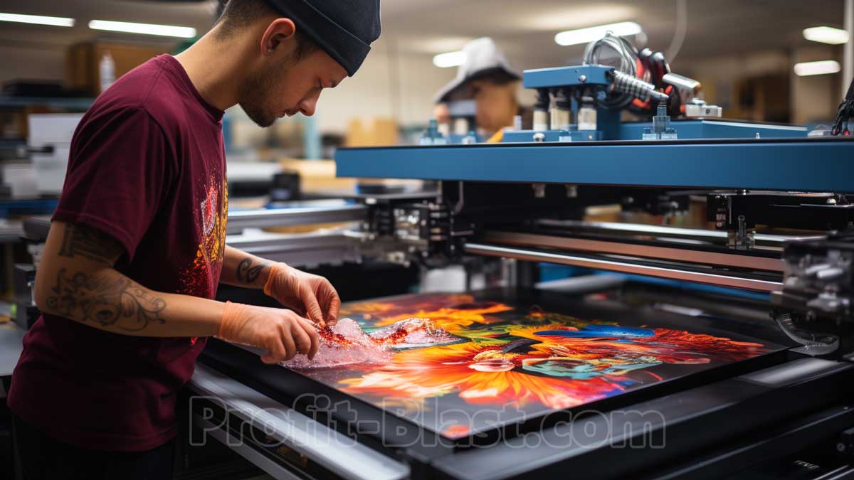 férfi dolgozik a professzionális print-on-demand képen
