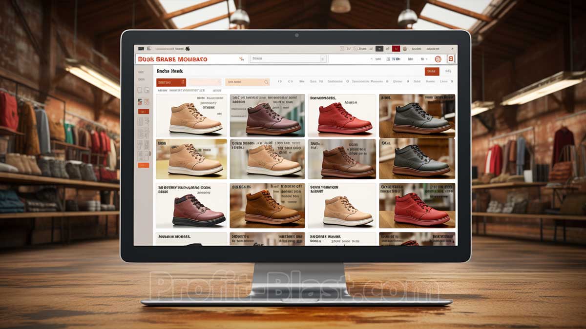 screen with online shoe store website open
