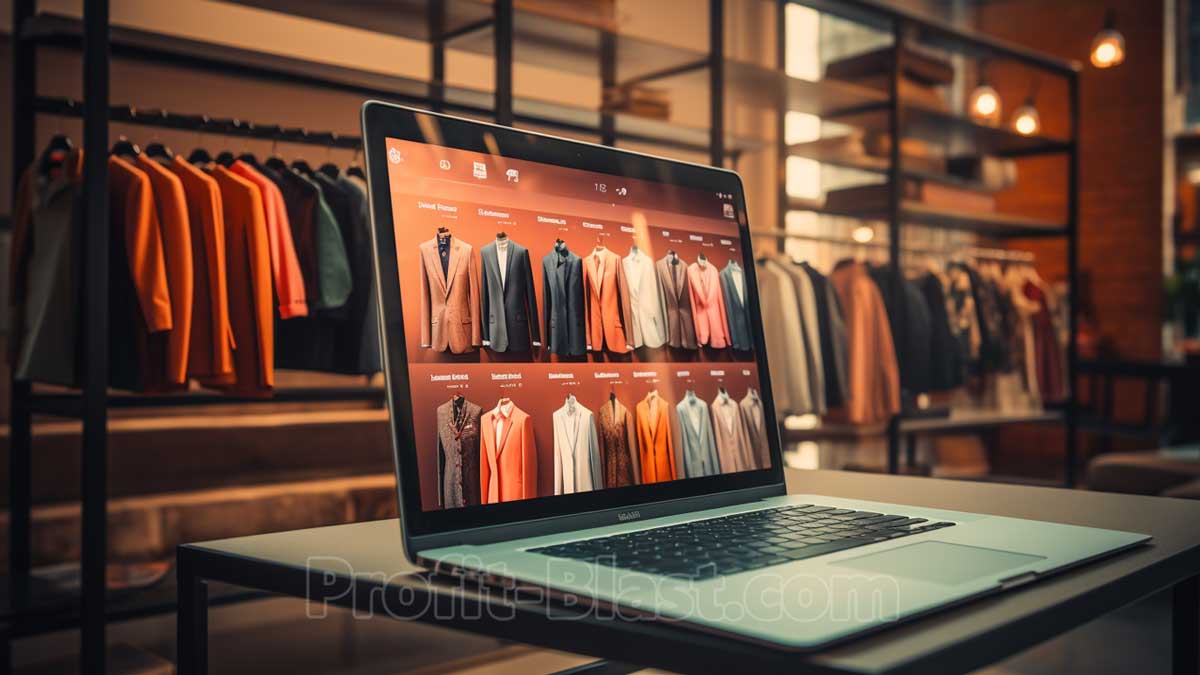 laptop with online clothing shop website open