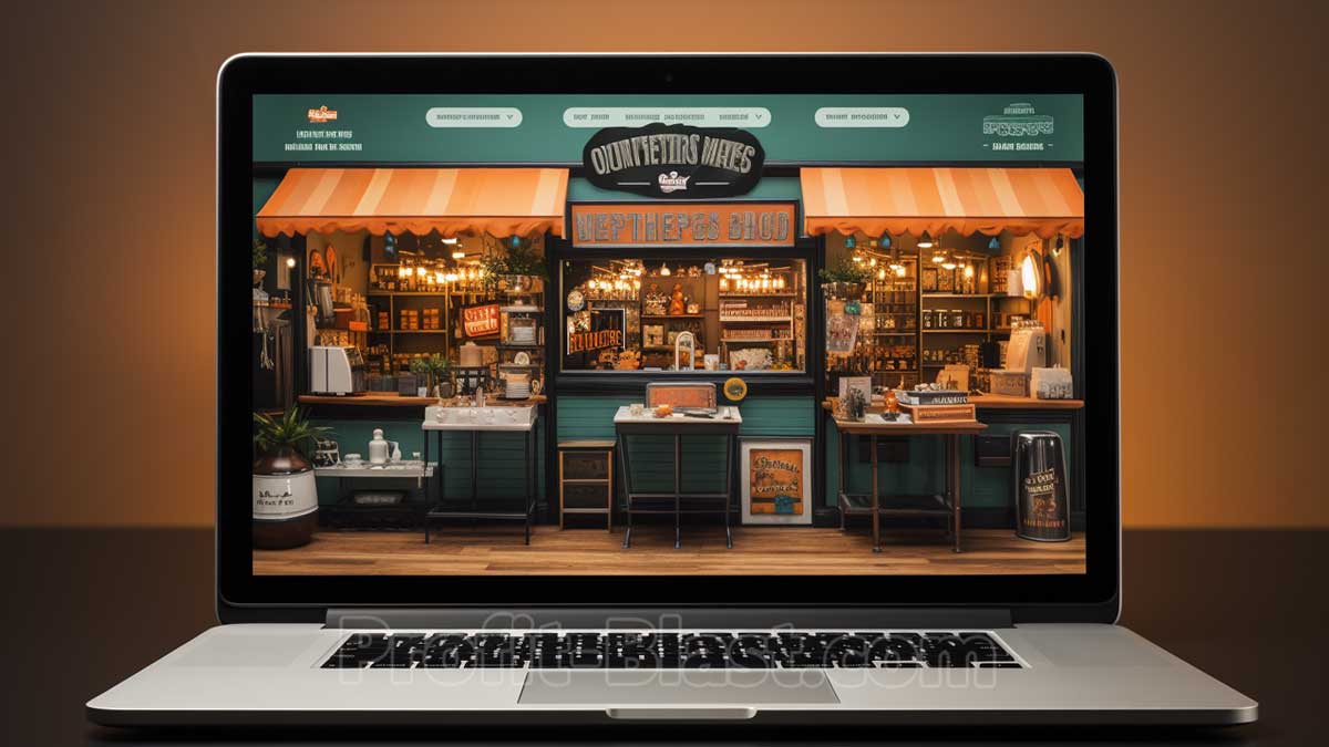 laptop with online shop website open