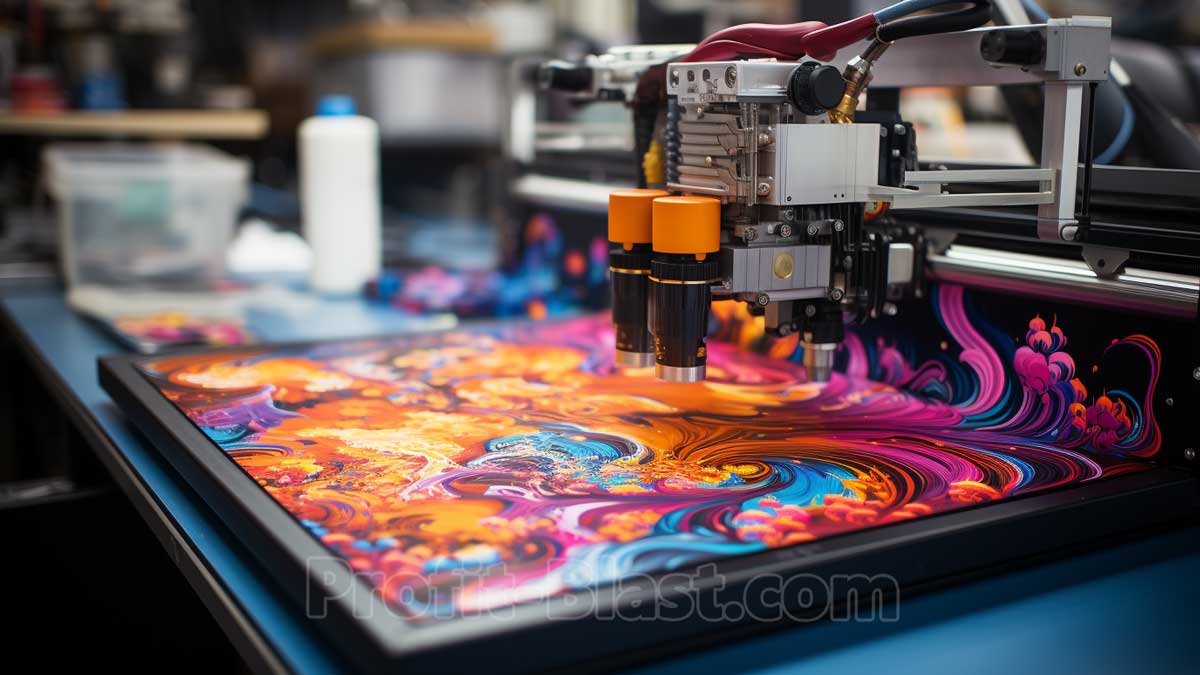 industrial printer printing colorful picture