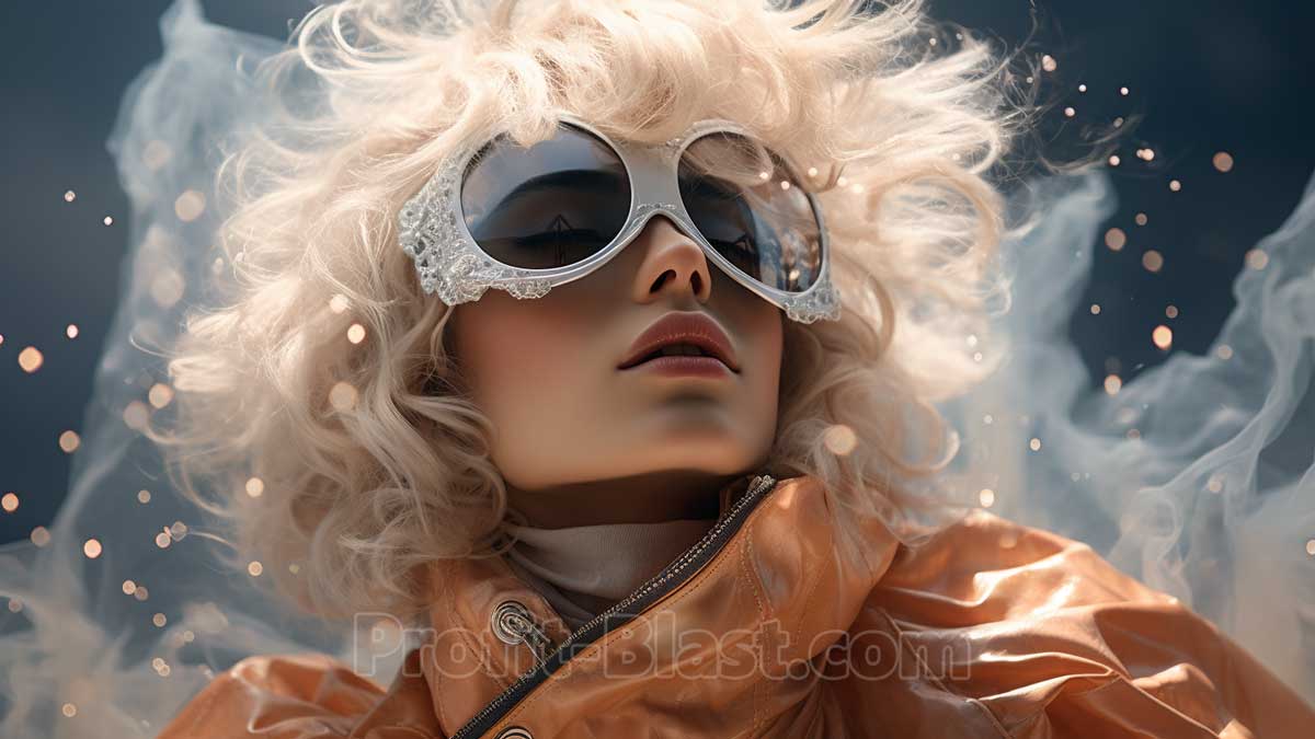 blondes Model mit spezieller Silberbrille